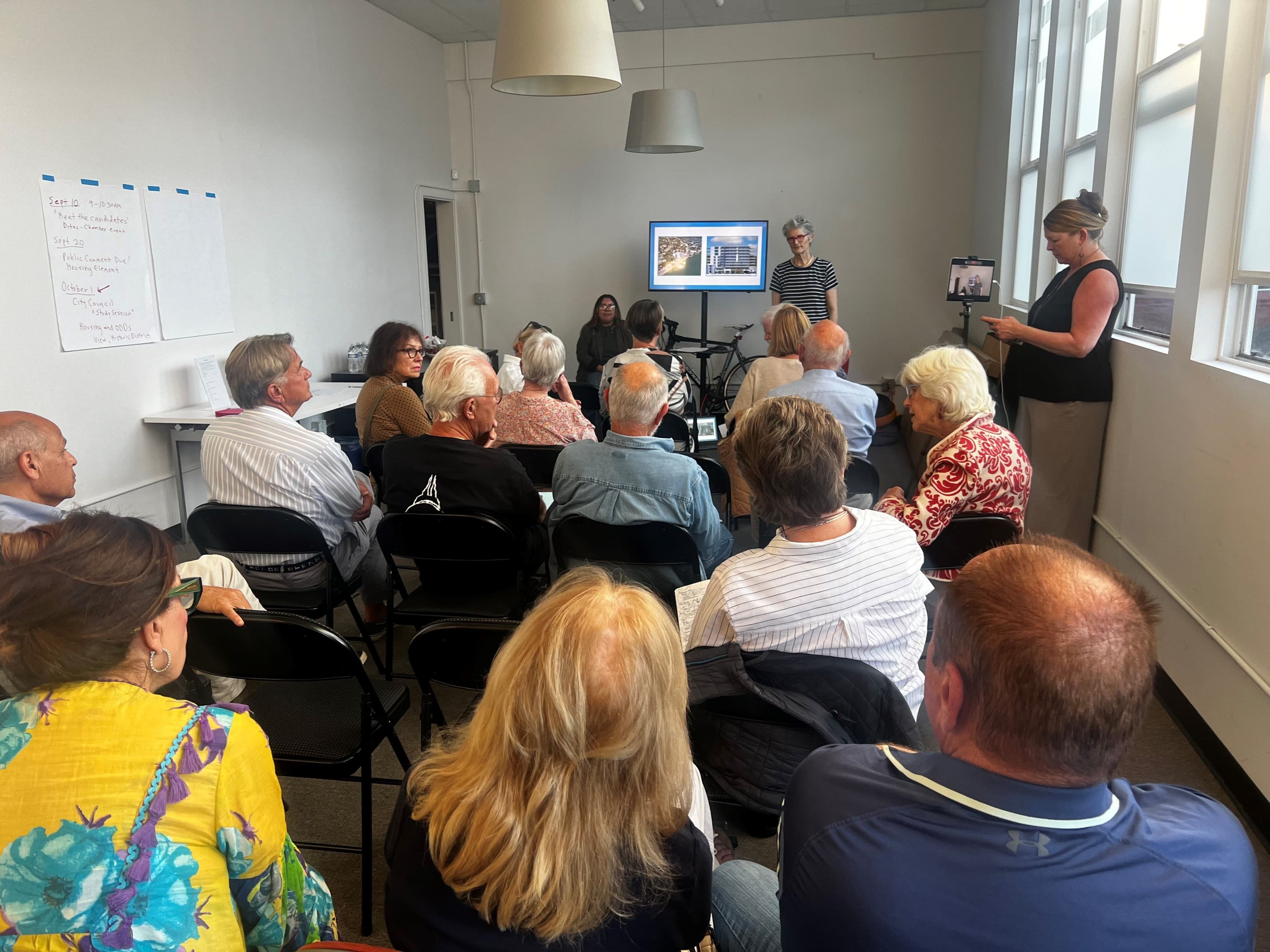 Sausalito residents at a Save Our Sausalito community meeting about the 605 Bridgeway project.