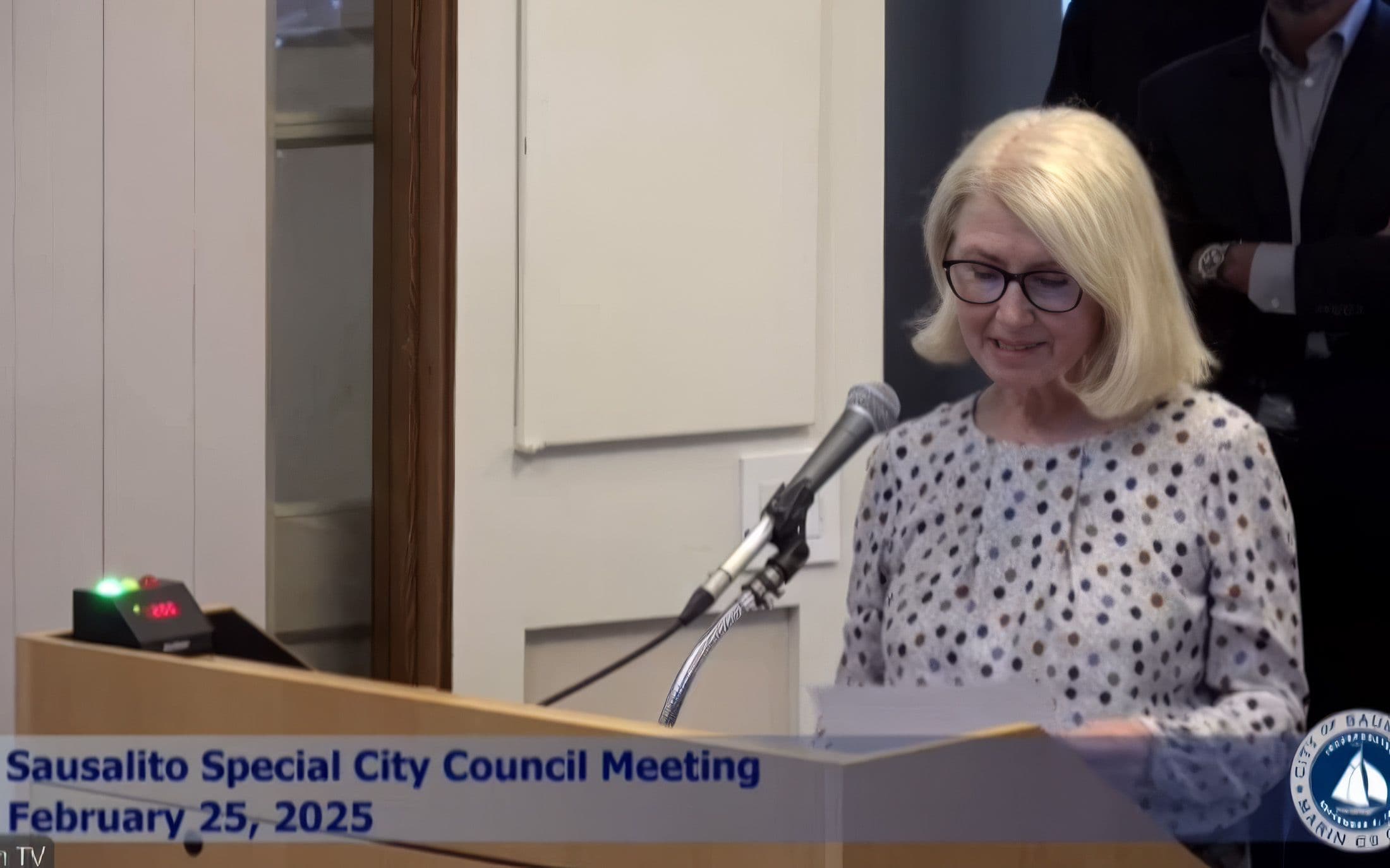 Citizen speaks at city council meeting.