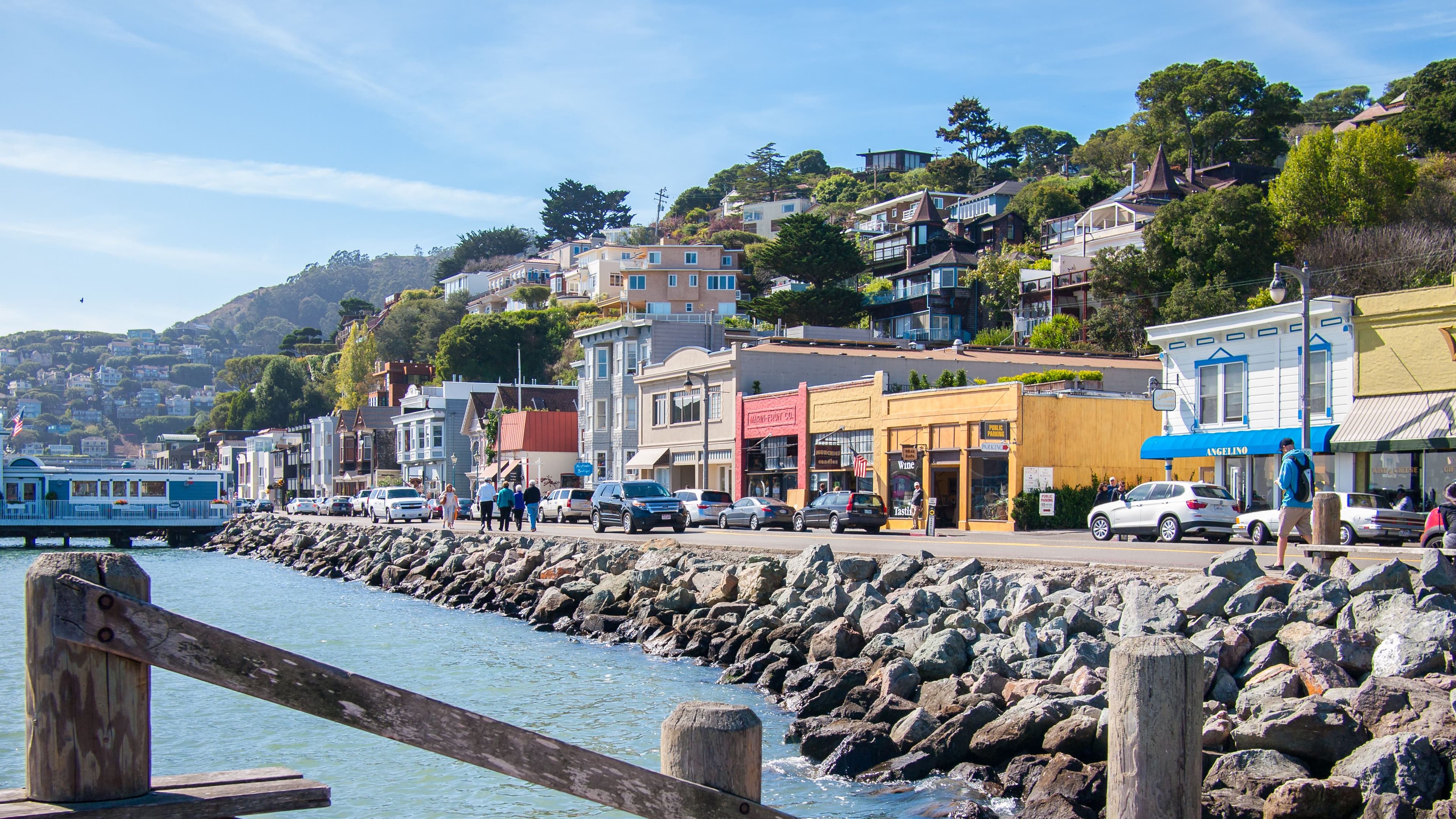 Downtown Sausalito's historic district along the Bridgeway waterfront.